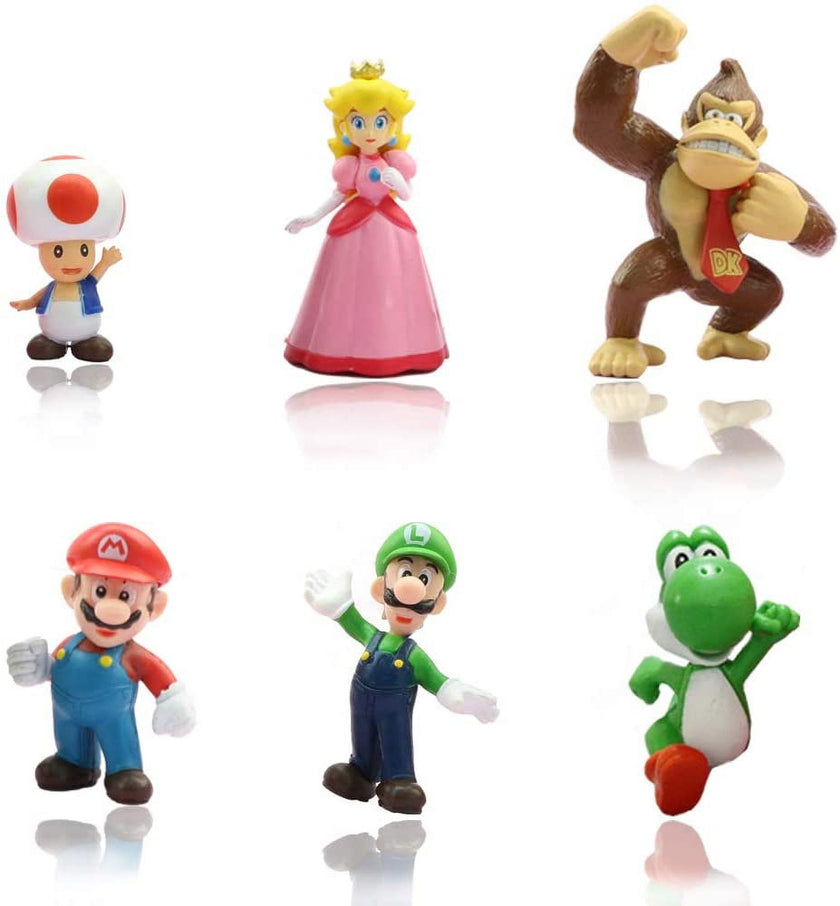 GLtrendy Toys New Super Mario Bros 1.5-2.75 Figures Set 6 pcs