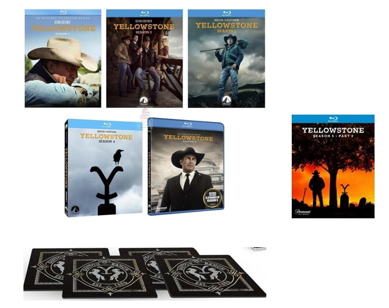 Yellowstone Complete Seasons 1-5 Blu-ray | Limited Edition Dutton Ranch Coasters